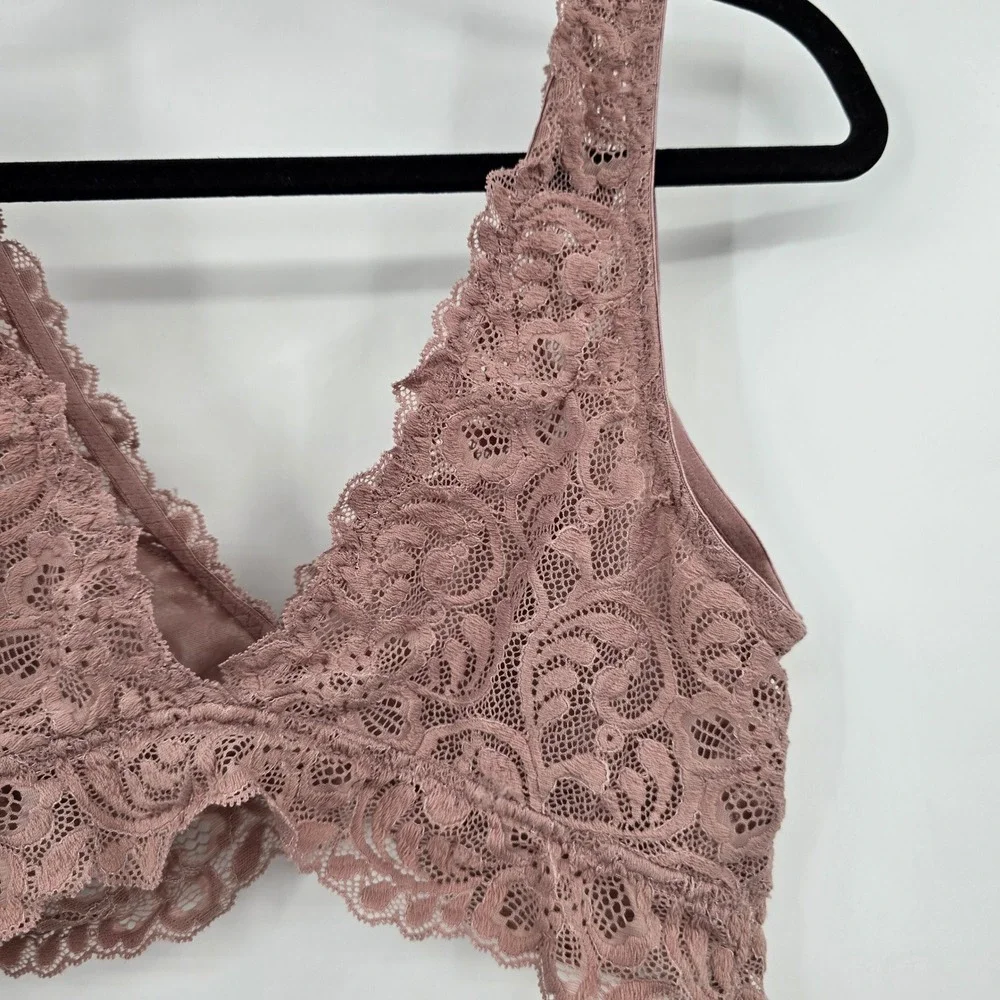 Forever 21 Plus Lace Bralette Mauve Pink Floral Wireless Lingerie Top Size 0X/XL